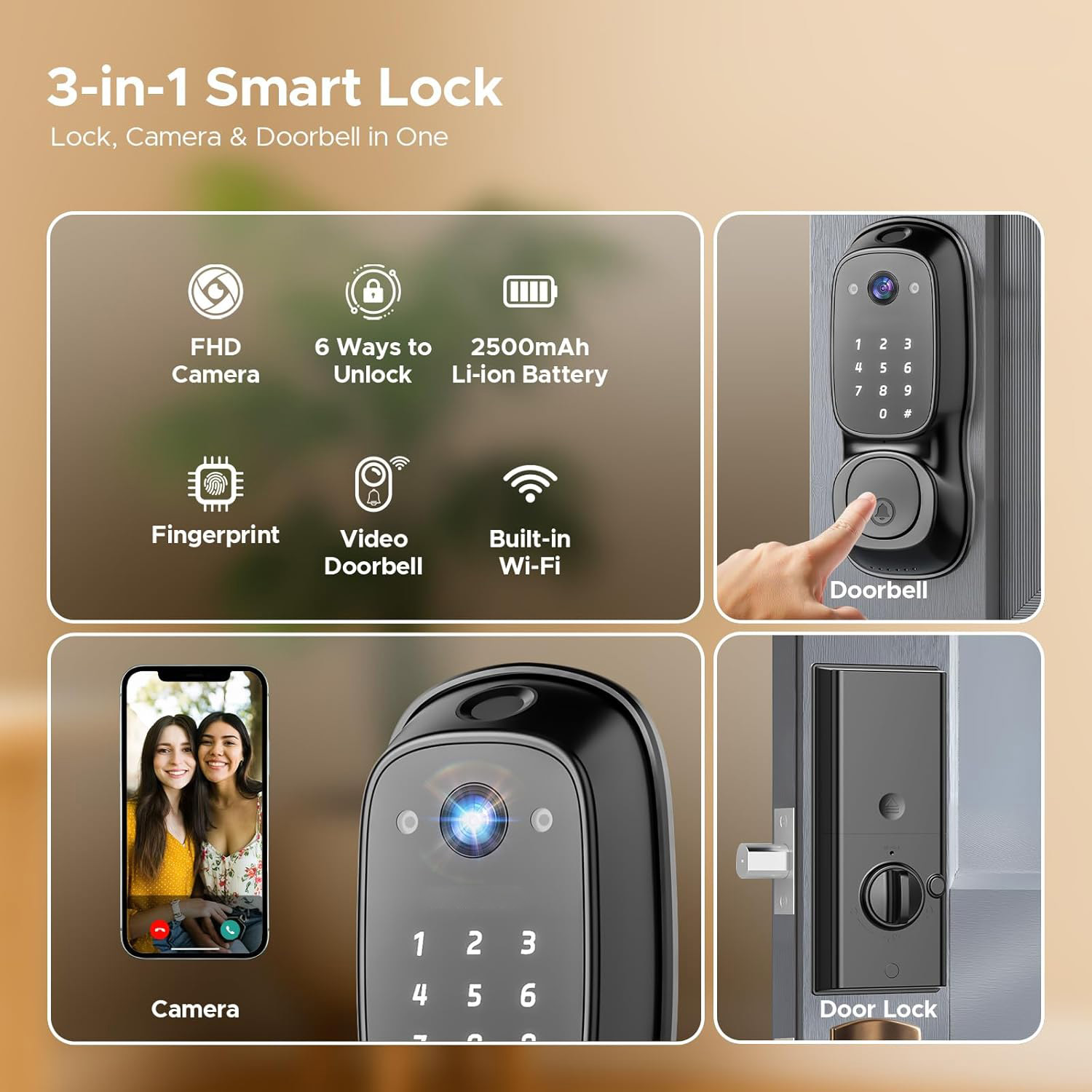 Tuya Wifi Smart Door Lock ‎Cam - Smart Door Lock Wifi 评论和价格